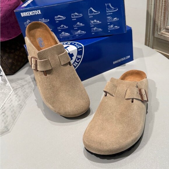 Birkenstock Light Brown Suede Clogs - Picture 6 of 9